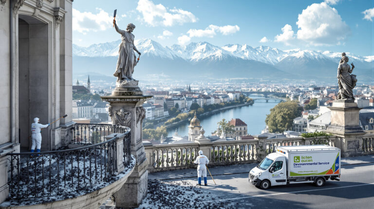 service professionnel d'évacuation et récupération de fientes de pigeons dans toute la région rhône-alpes, assurant propreté et sécurité pour vos espaces.