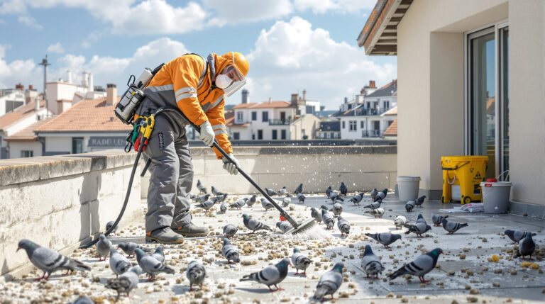 service professionnel de nettoyage des fientes de pigeons à bollène (84500). devis gratuit disponible au 06.07.58.08.82 pour un environnement propre et sain.