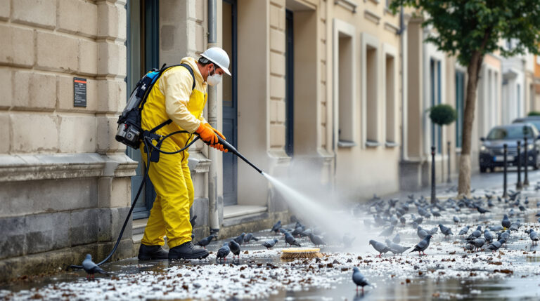 service professionnel de nettoyage des fientes de pigeons à chemillé en anjou (49120). devis gratuit, appelez au +33607580882 pour un environnement propre et sain.