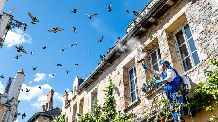 service professionnel de nettoyage des fientes de pigeons à landerneau (29800). intervention rapide et devis gratuit au 06.07.58.08.82.