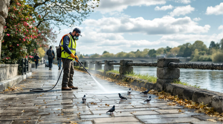 service professionnel de nettoyage des fientes de pigeons à mauges-sur-loire (49410). intervention rapide et devis gratuit au 06.07.58.08.82.