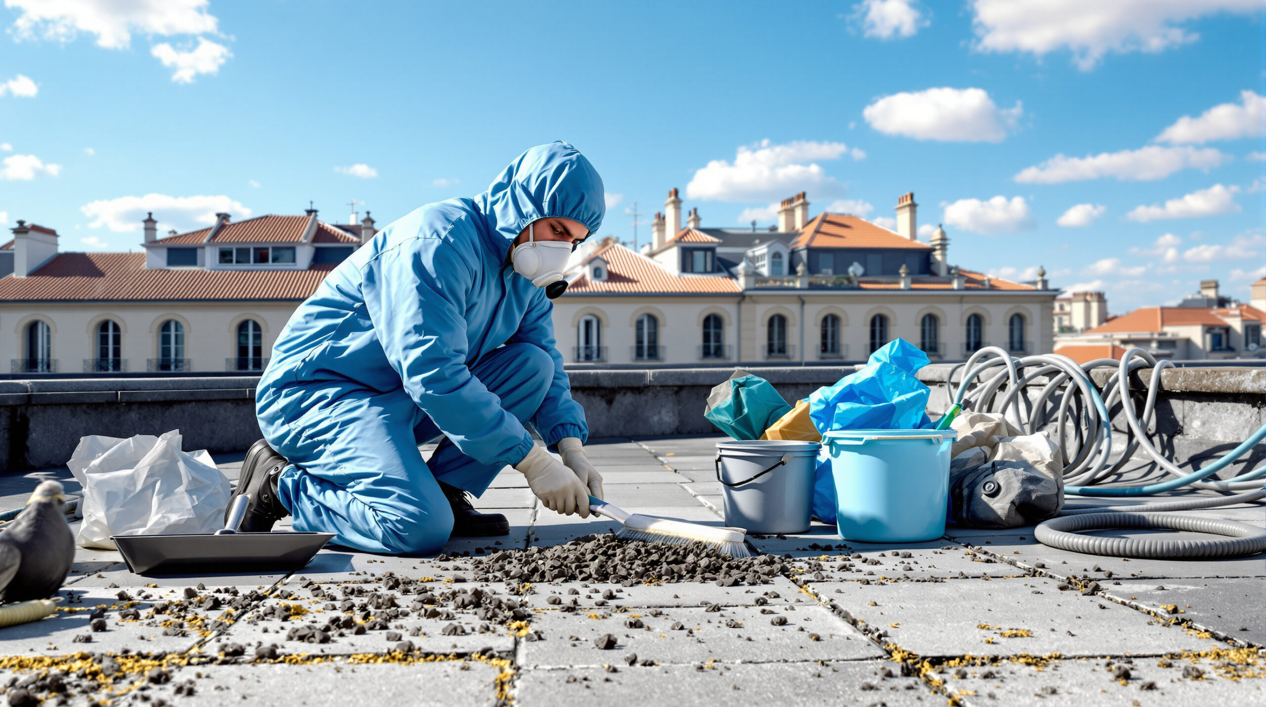 service professionnel de nettoyage des fientes de pigeons à pierrelatte (26700). devis gratuit au 06.07.58.08.82 pour un environnement sain et propre.