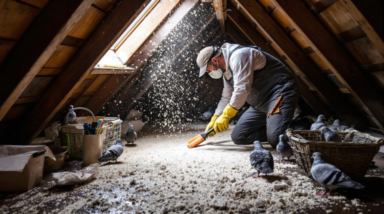 service professionnel de nettoyage des fientes de pigeons dans les combles, disponible partout en france. assainissement efficace pour protéger votre habitation et préserver votre santé.