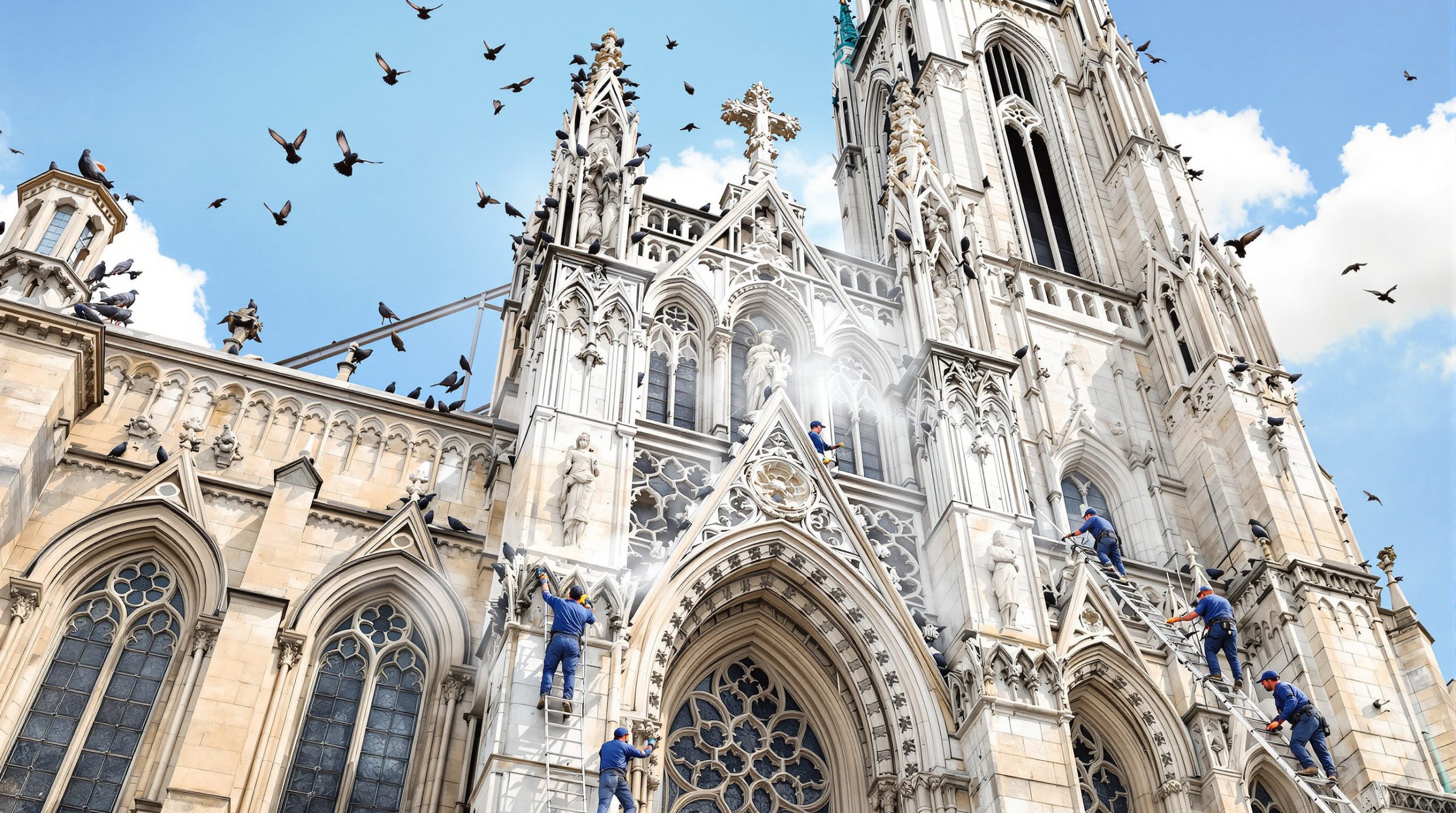 service professionnel de nettoyage des fientes de pigeons pour églises partout en france. interventions rapides et efficaces pour préserver la propreté et la beauté de vos bâtiments religieux.