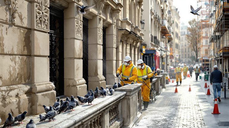 service professionnel de nettoyage des fientes de pigeons avant chantier, disponible partout en france pour un environnement propre et sécurisé.