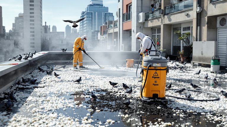 services professionnels de nettoyage après invasion de fientes de pigeons. experts en désinfection et remise en état pour protéger vos locaux et assurer votre sécurité.