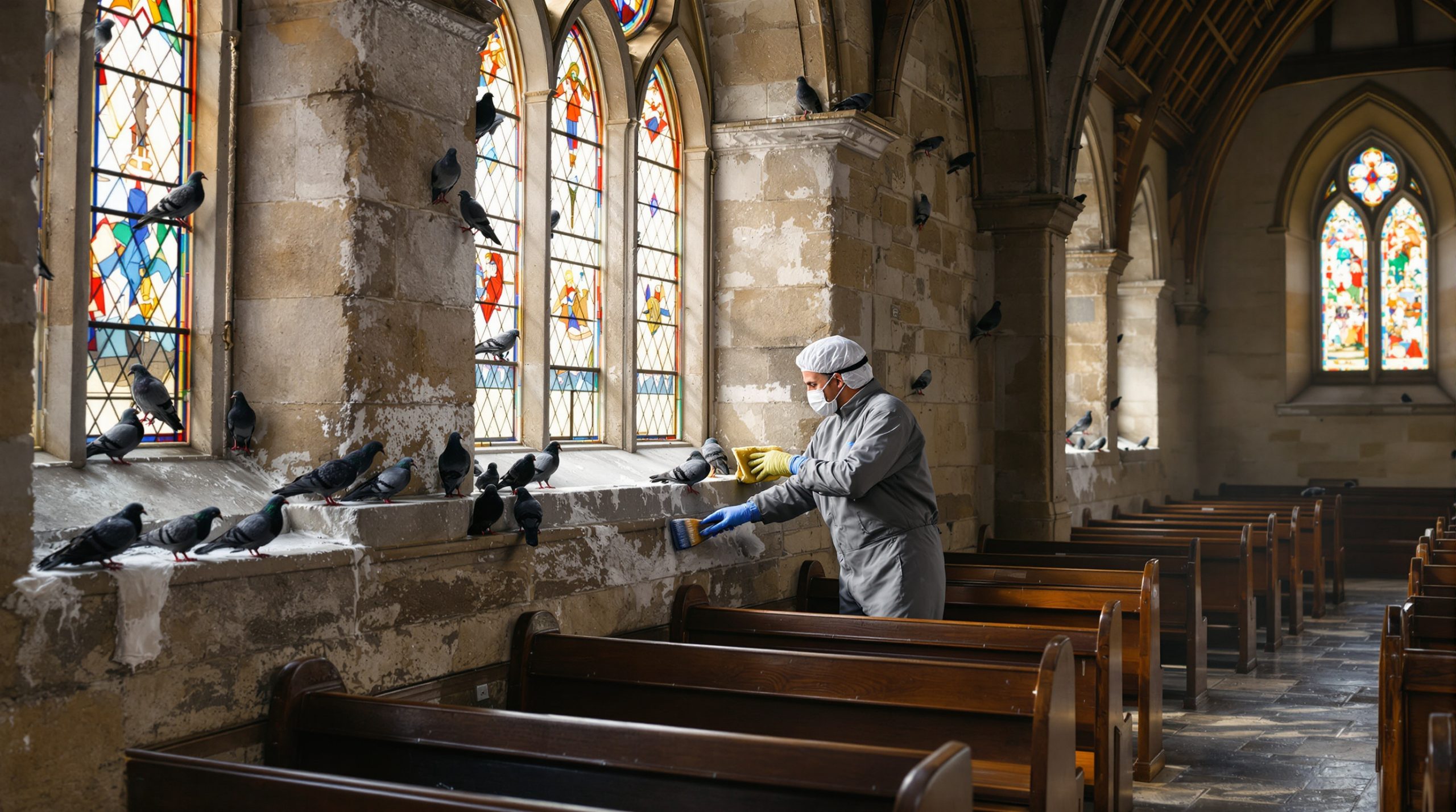 découvrez des méthodes efficaces et sécurisées pour nettoyer des fientes de pigeon dans une église, tout en préservant le patrimoine et l'hygiène du lieu sacré.