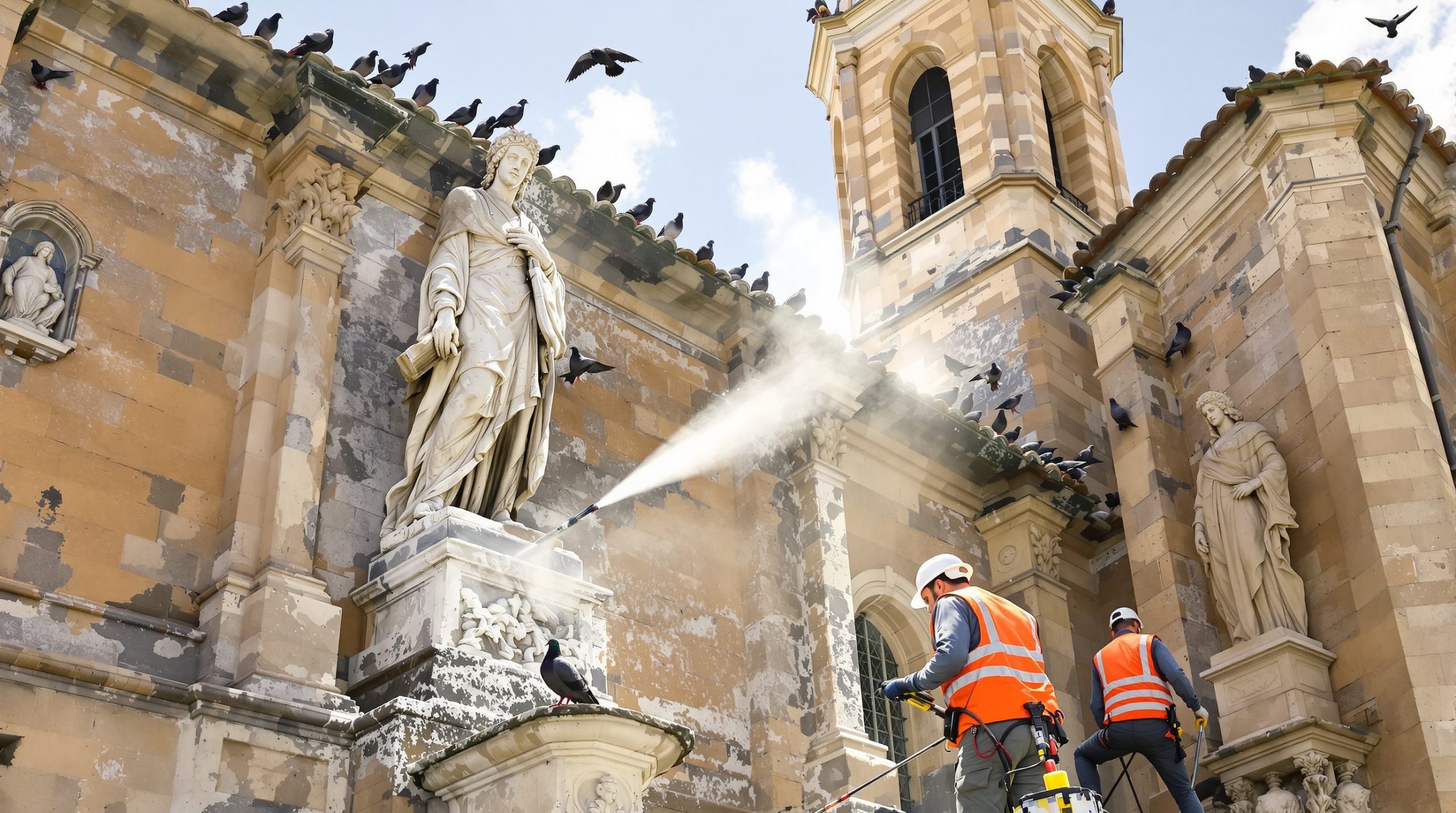 entreprise spécialisée dans le nettoyage des fientes de pigeons pour églises en ardèche (07), offrant des services efficaces et respectueux de l'environnement.