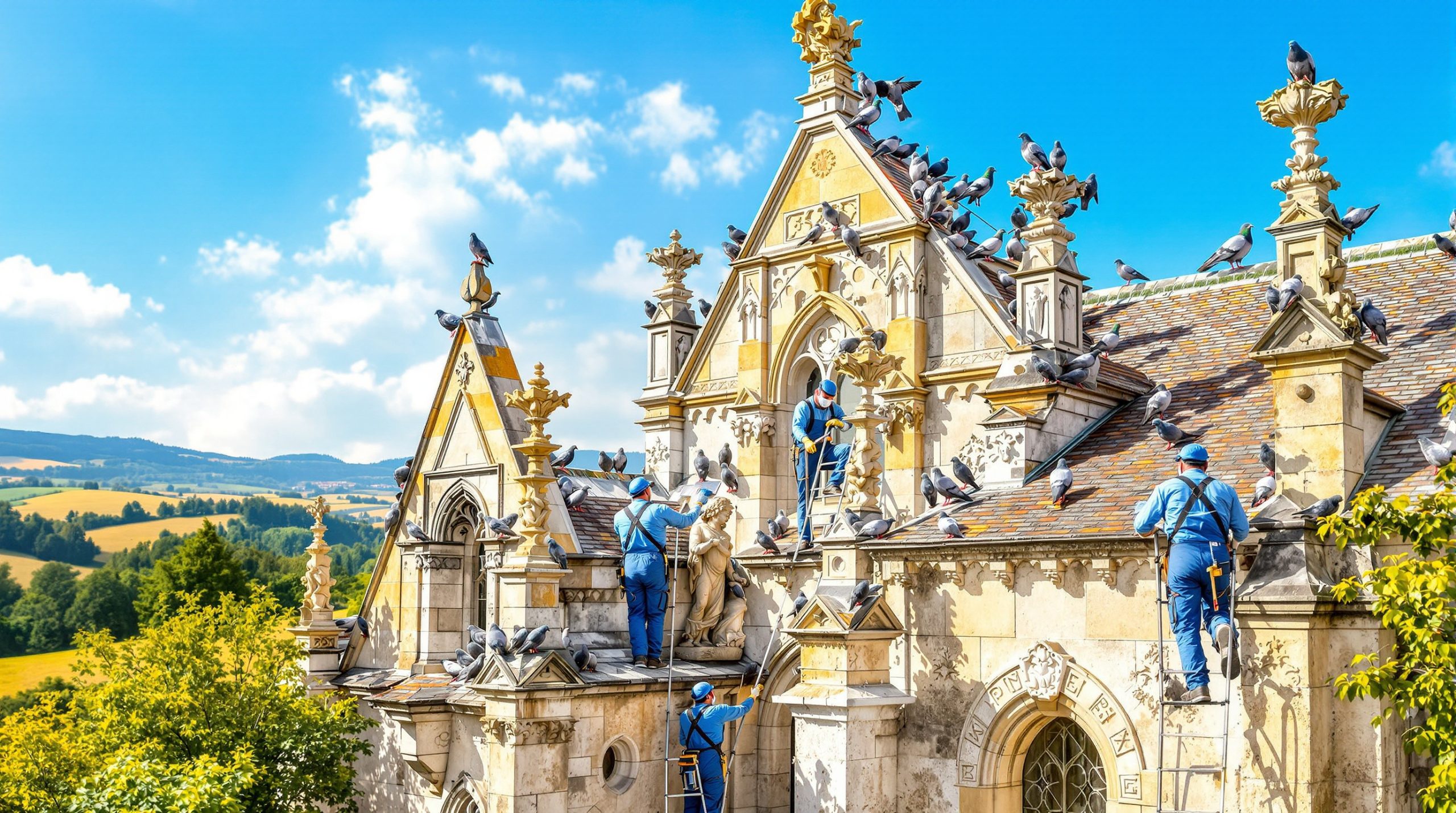 service professionnel de nettoyage des fientes de pigeons pour églises en dordogne (24). intervention rapide et efficace pour préserver la propreté et la sécurité de vos bâtiments religieux.