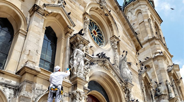 service professionnel de nettoyage des fientes de pigeons pour églises dans la drôme (26). expertise, efficacité et respect du patrimoine religieux.