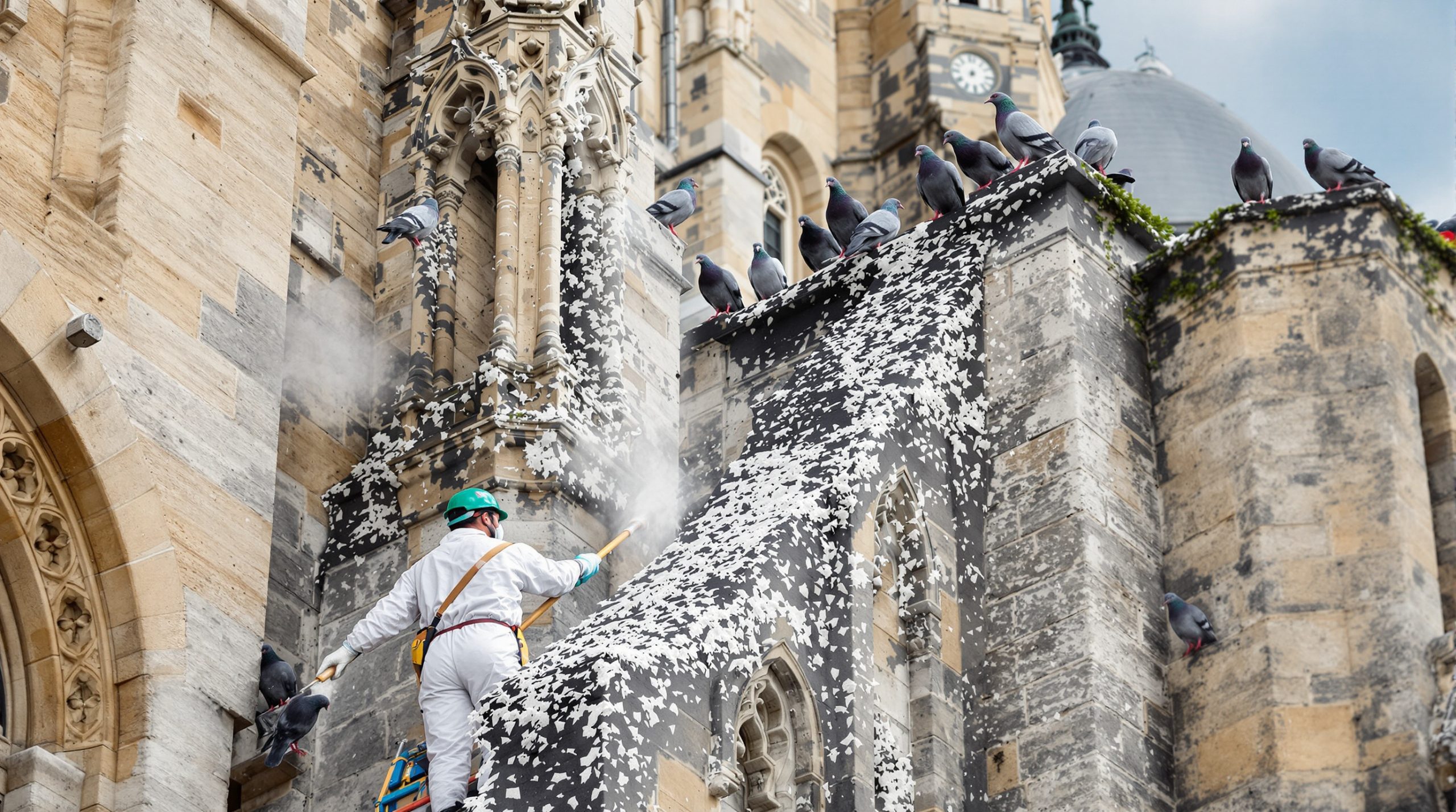 entreprise spécialisée dans le nettoyage des fientes de pigeons pour les églises à garonne (31). services professionnels et respectueux du patrimoine.