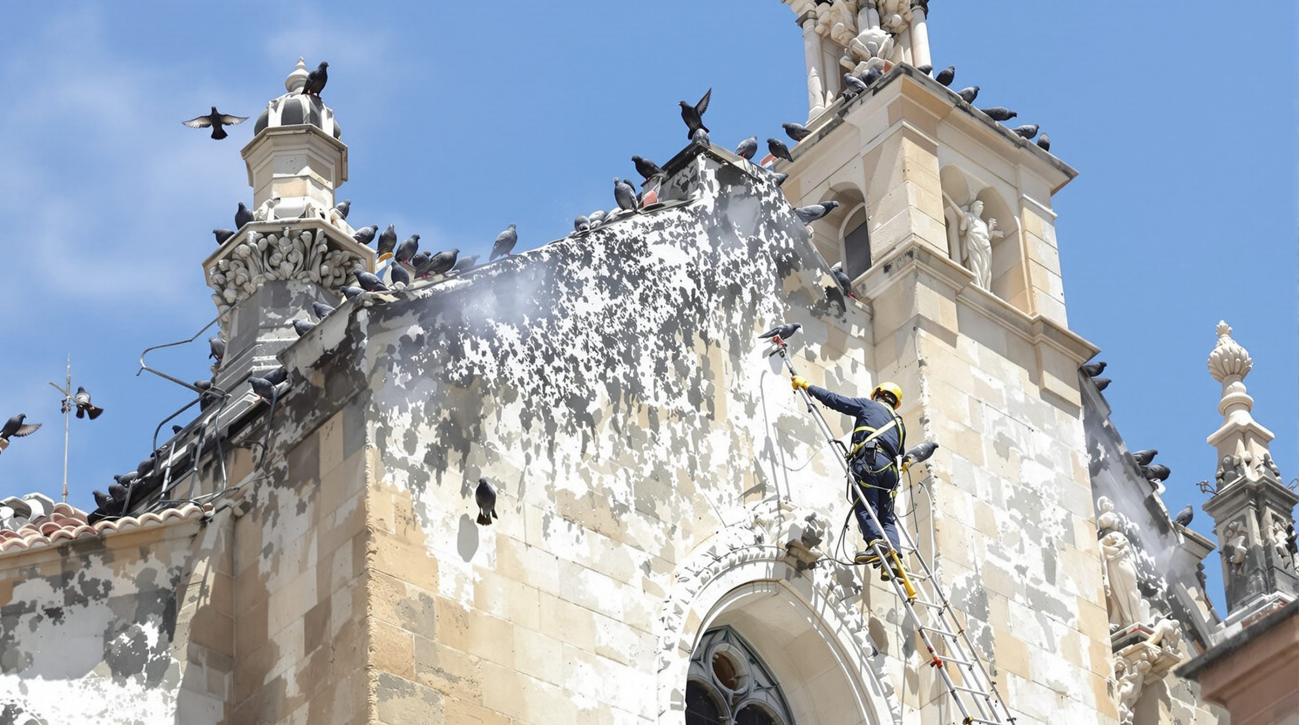 service professionnel de nettoyage des fientes de pigeons pour églises en haute garonne (32). nettoyage efficace et respectueux du patrimoine religieux.