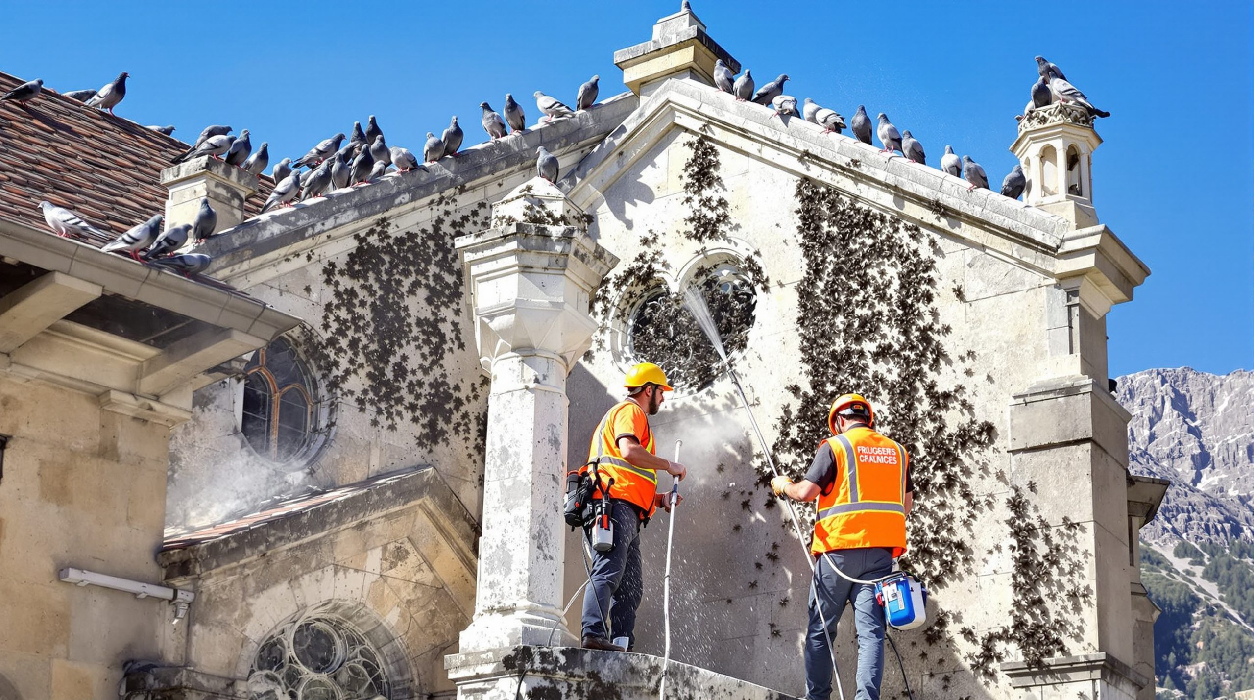 service professionnel de nettoyage des fientes de pigeons pour églises dans les hautes-alpes (05). intervention rapide et efficace pour préserver la beauté et la sécurité de vos bâtiments.