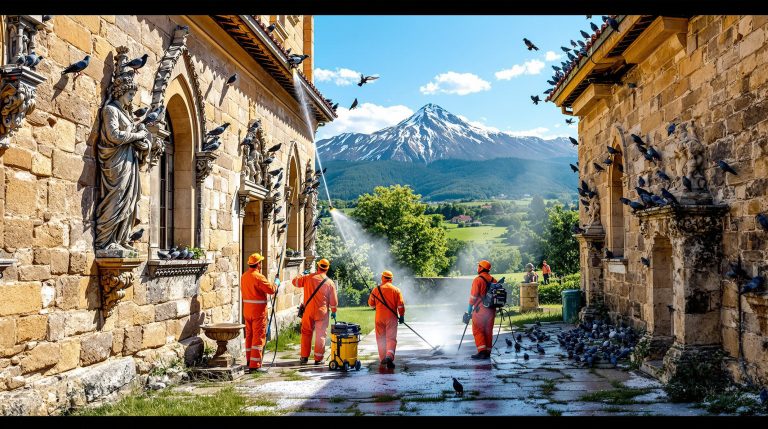 service professionnel de nettoyage des fientes de pigeons pour églises dans le puy de dôme (63). expertise et respect du patrimoine religieux assurés.