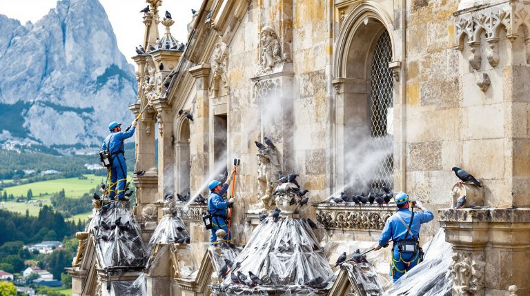 service professionnel de nettoyage des fientes de pigeons pour églises dans les pyrénées-atlantiques (64). intervention rapide et efficace pour préserver la propreté et la préservation du patrimoine.