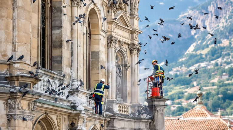 service professionnel de nettoyage des fientes de pigeons pour églises dans les pyrénées-orientales (66). intervention rapide et efficace pour préserver la propreté et la sécurité de vos bâtiments religieux.