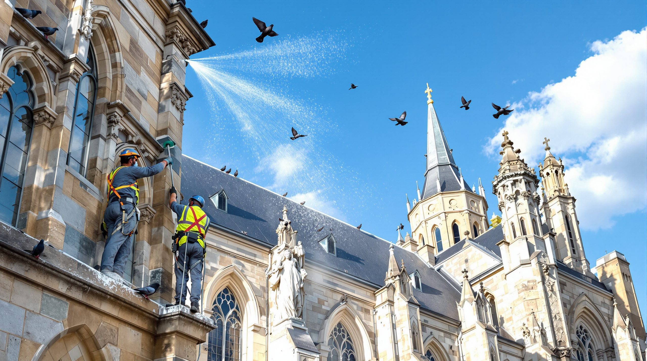 entreprise spécialisée dans le nettoyage des fientes de pigeons pour les églises dans le tarn (81), offrant un service professionnel et respectueux du patrimoine.