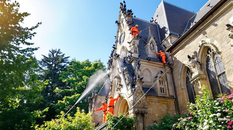 entreprise spécialisée dans le nettoyage des fientes de pigeons pour les églises dans les vosges (88), offrant des services professionnels et respectueux des monuments historiques.