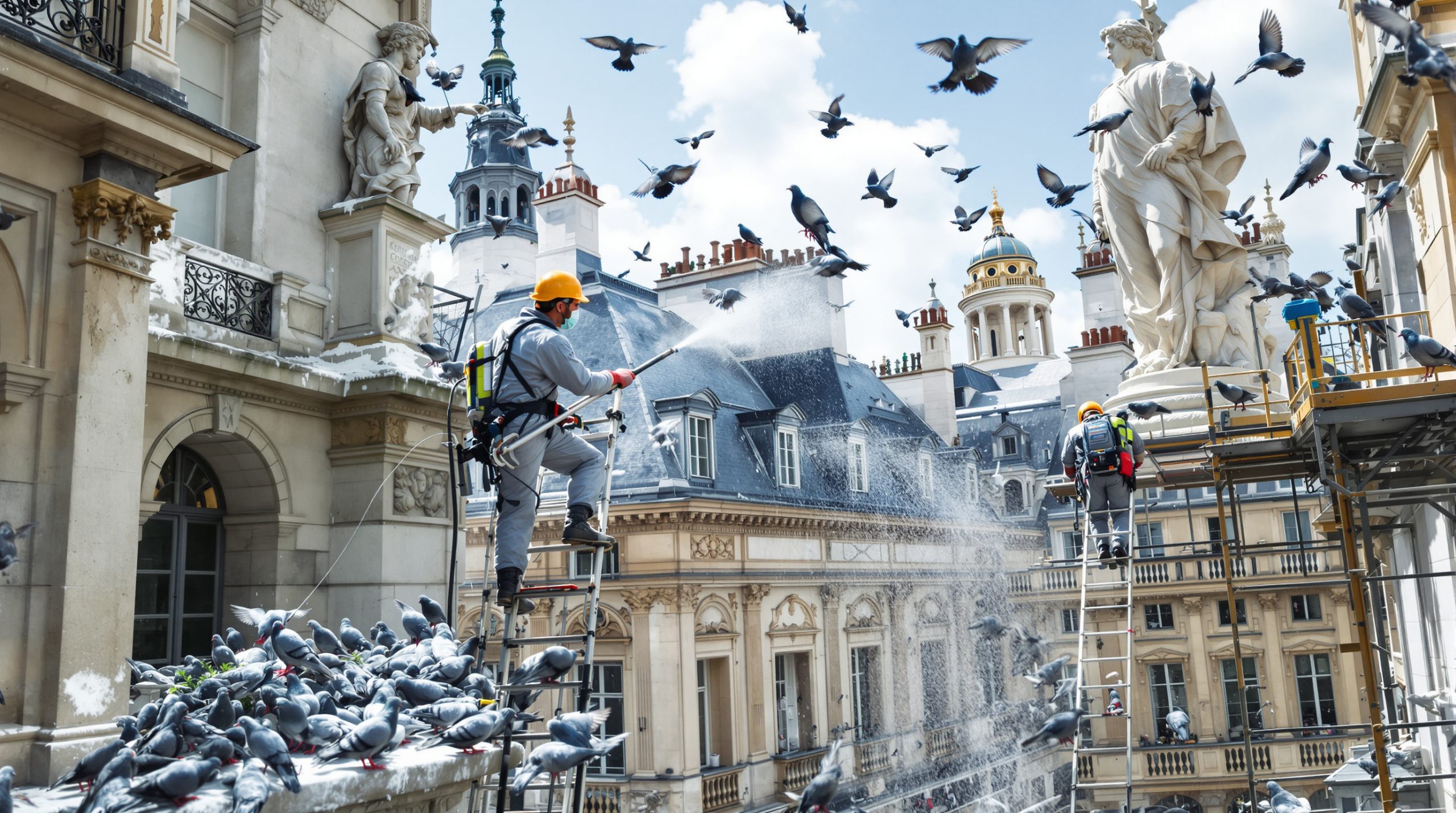 entreprise spécialisée dans le défientage et le nettoyage des déjections d'oiseaux, intervenant partout en france pour des solutions efficaces et durables.