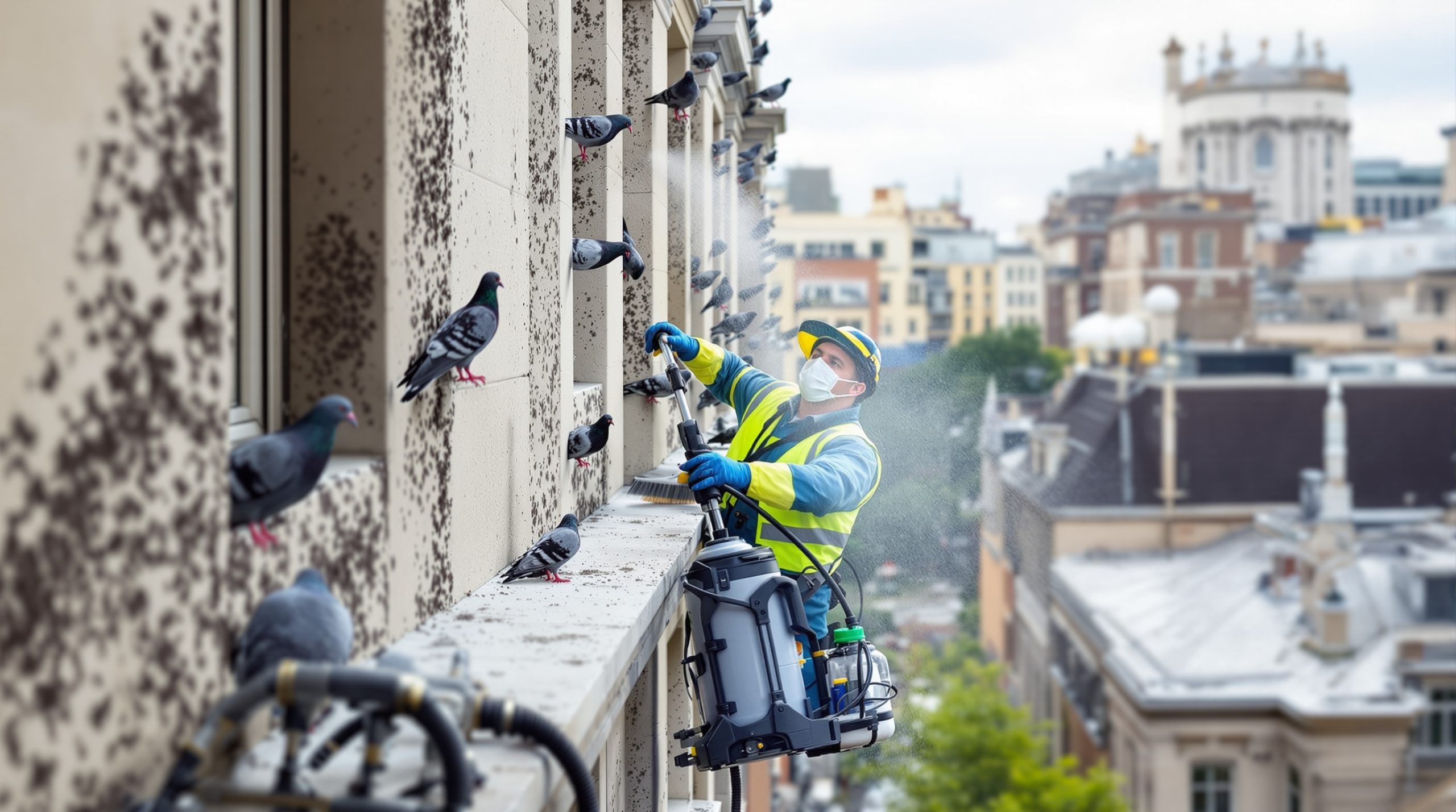 entreprise spécialisée dans le nettoyage des fientes de pigeons, assurant la sanitation et l'hygiène de vos bâtiments pour un environnement sain et sécurisé.