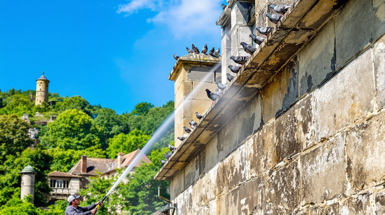 entreprise spécialisée en nettoyage haute pression pour éliminer les fientes de pigeons dans les ardennes (08). service professionnel et efficace pour un environnement propre et sain.