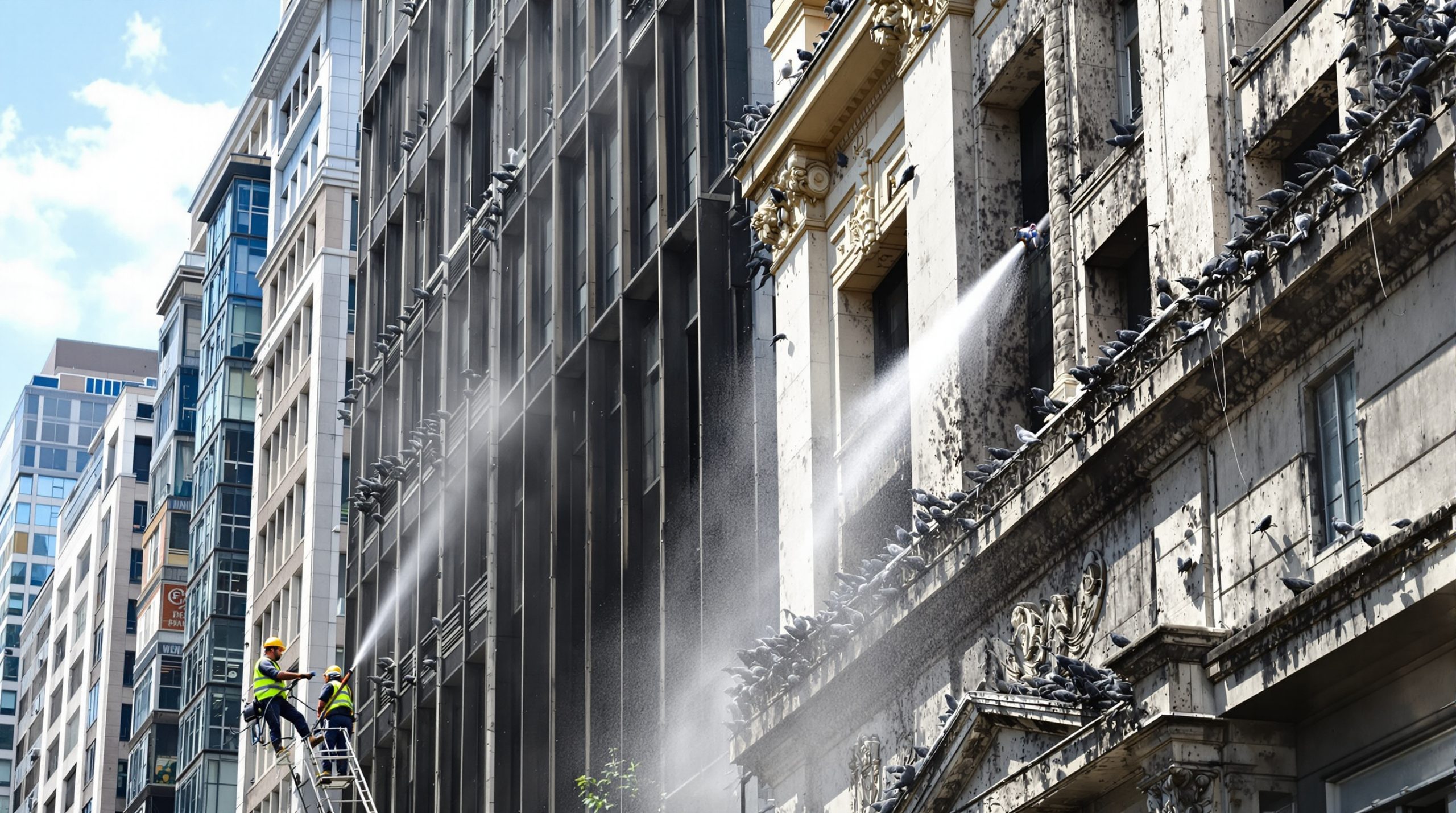 entreprise spécialisée en nettoyage haute pression pour éliminer efficacement les fientes de pigeons dans le cher (18). service rapide et professionnel pour protéger vos bâtiments.