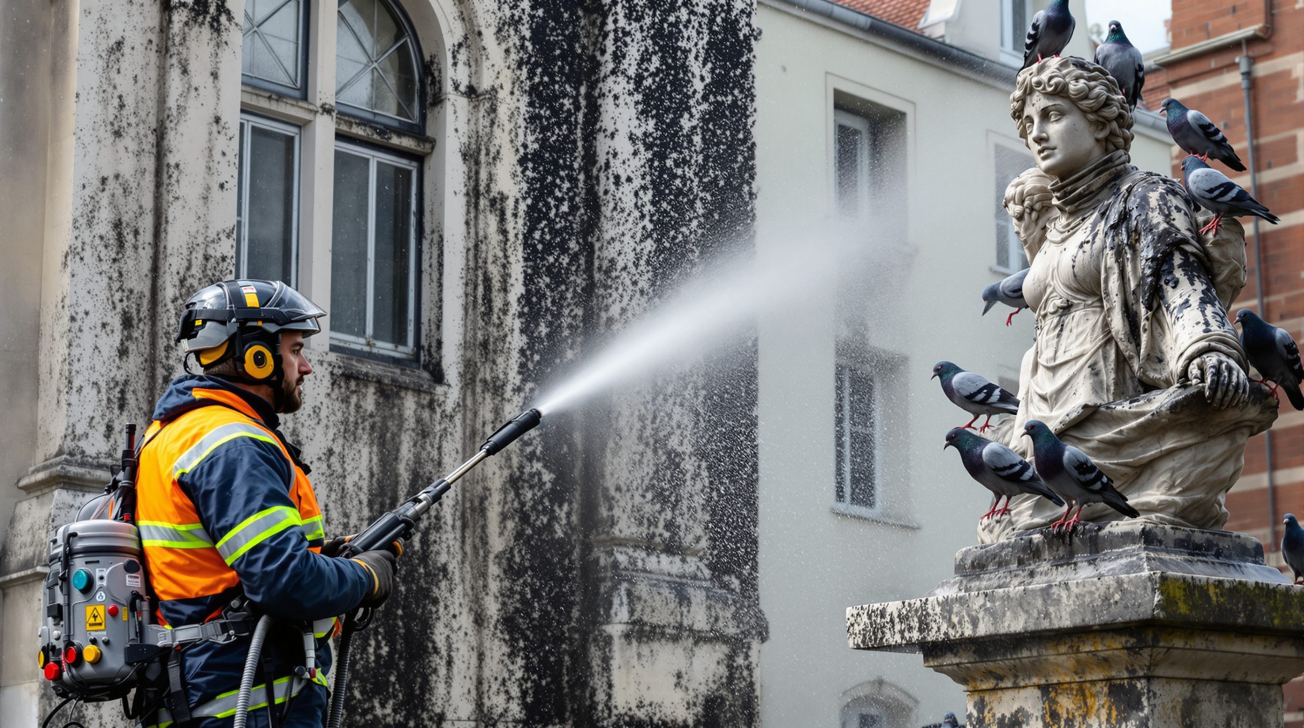 entreprise spécialisée dans le nettoyage haute pression des fientes de pigeons en deux-sèvres (79), offrant des services efficaces et professionnels pour préserver la propreté et l'hygiène de vos bâtiments.