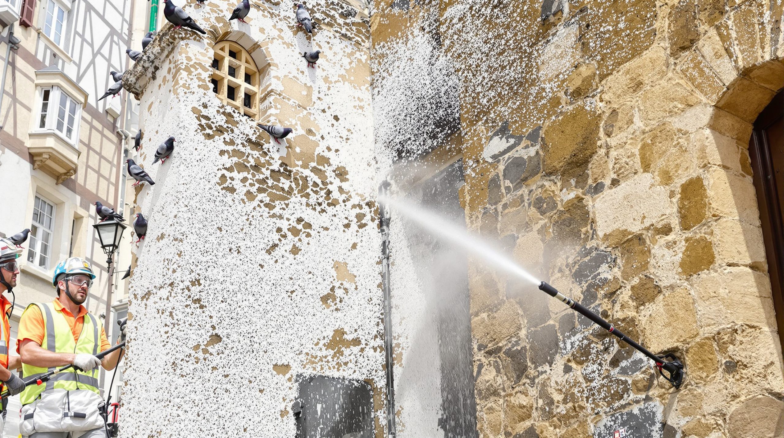 entreprise spécialisée en nettoyage haute pression des fientes de pigeons en dordogne (24) : solutions efficaces pour préserver la propreté et la santé de vos bâtiments.