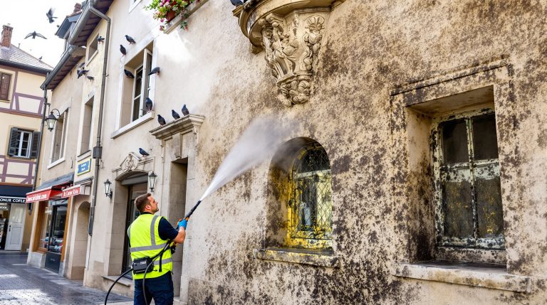 entreprise spécialisée en nettoyage haute pression pour éliminer efficacement les fientes de pigeons dans le haut-rhin (68). service rapide et professionnel pour préserver la propreté de vos bâtiments.