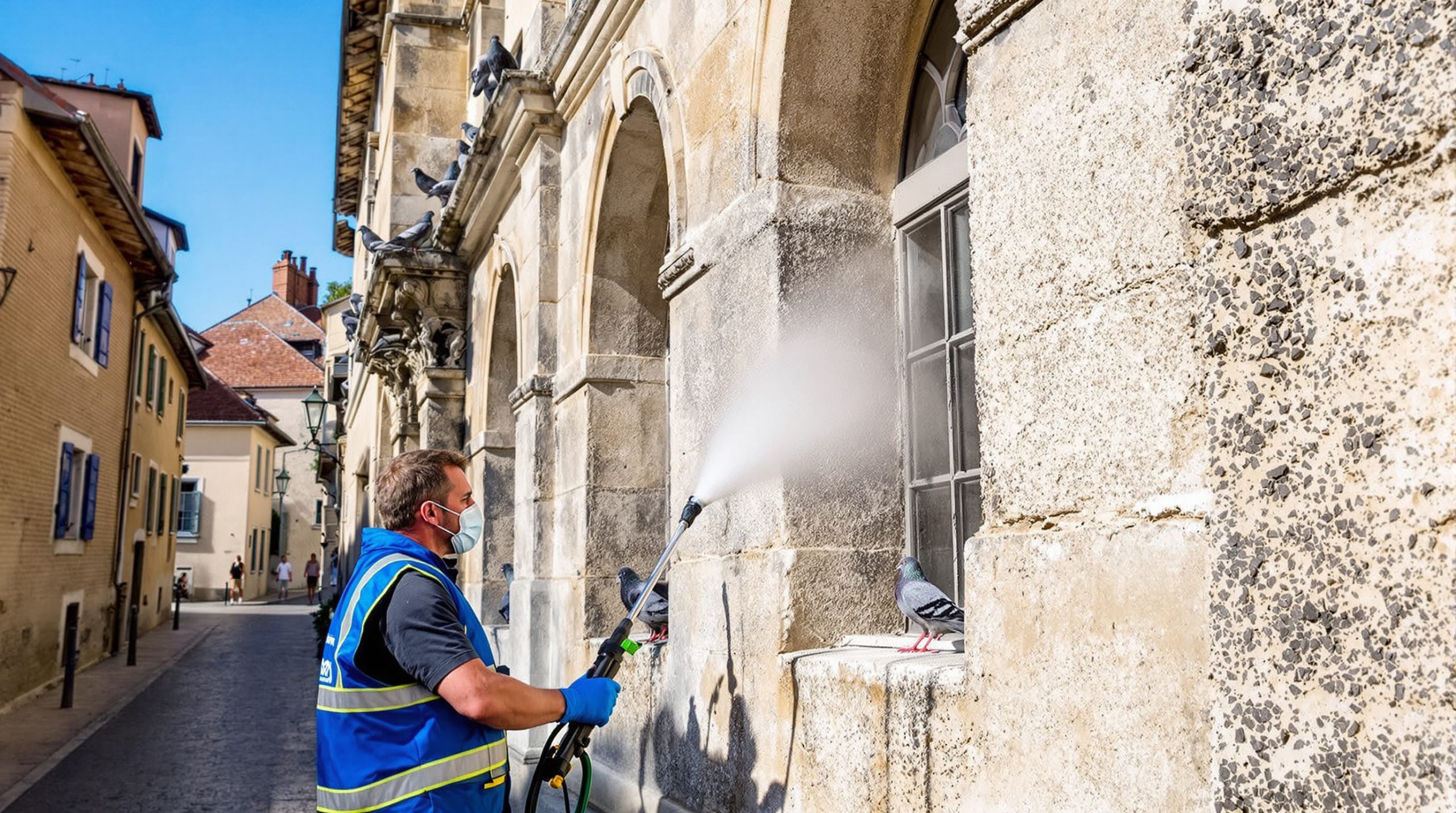 entreprise spécialisée en nettoyage haute pression pour éliminer les fientes de pigeons en haute garonne (32). service efficace et professionnel pour un environnement propre et sain.