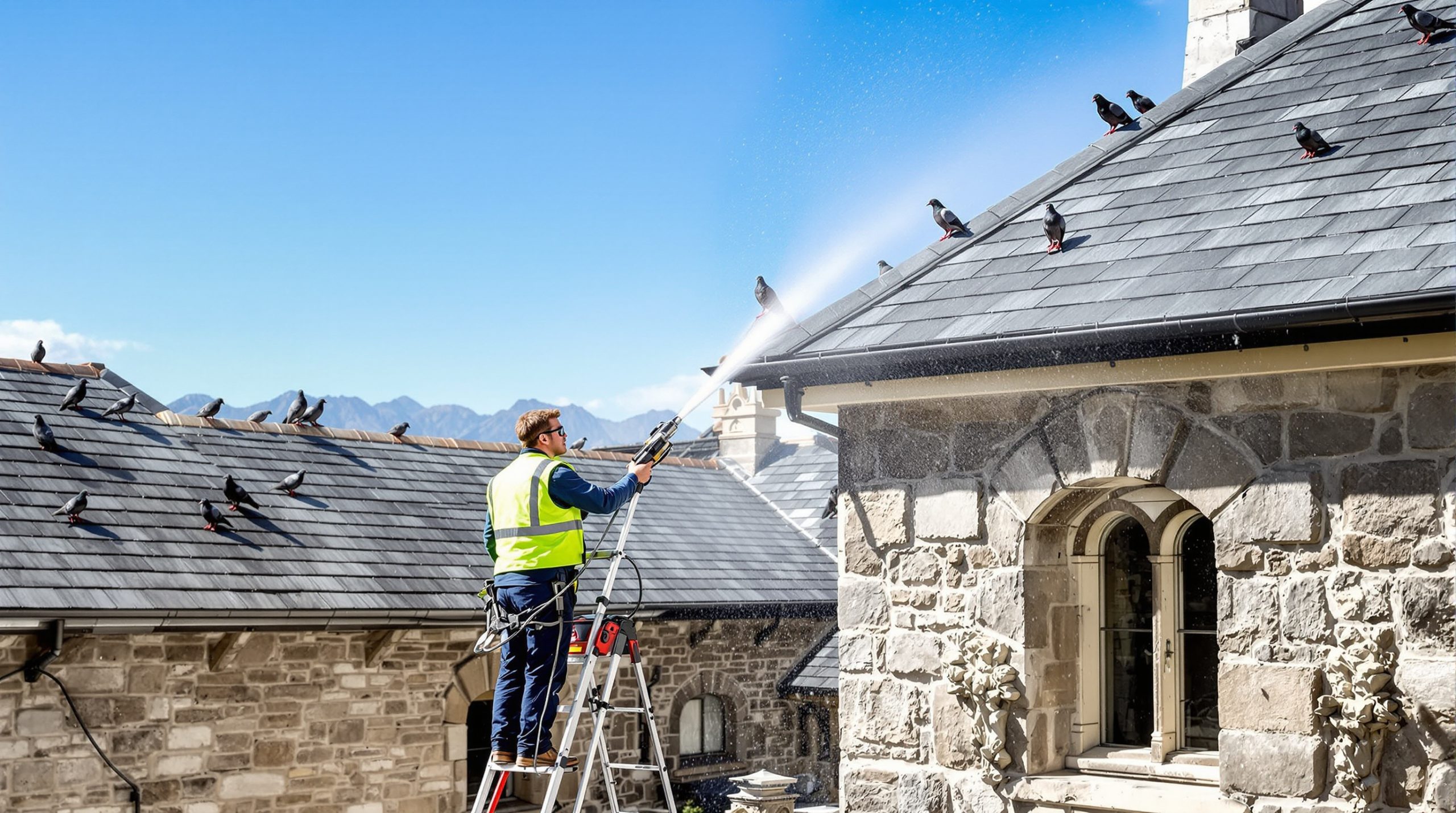 entreprise spécialisée en nettoyage haute pression des fientes de pigeons dans les hautes-pyrénées (65). service efficace pour protéger et embellir vos bâtiments.