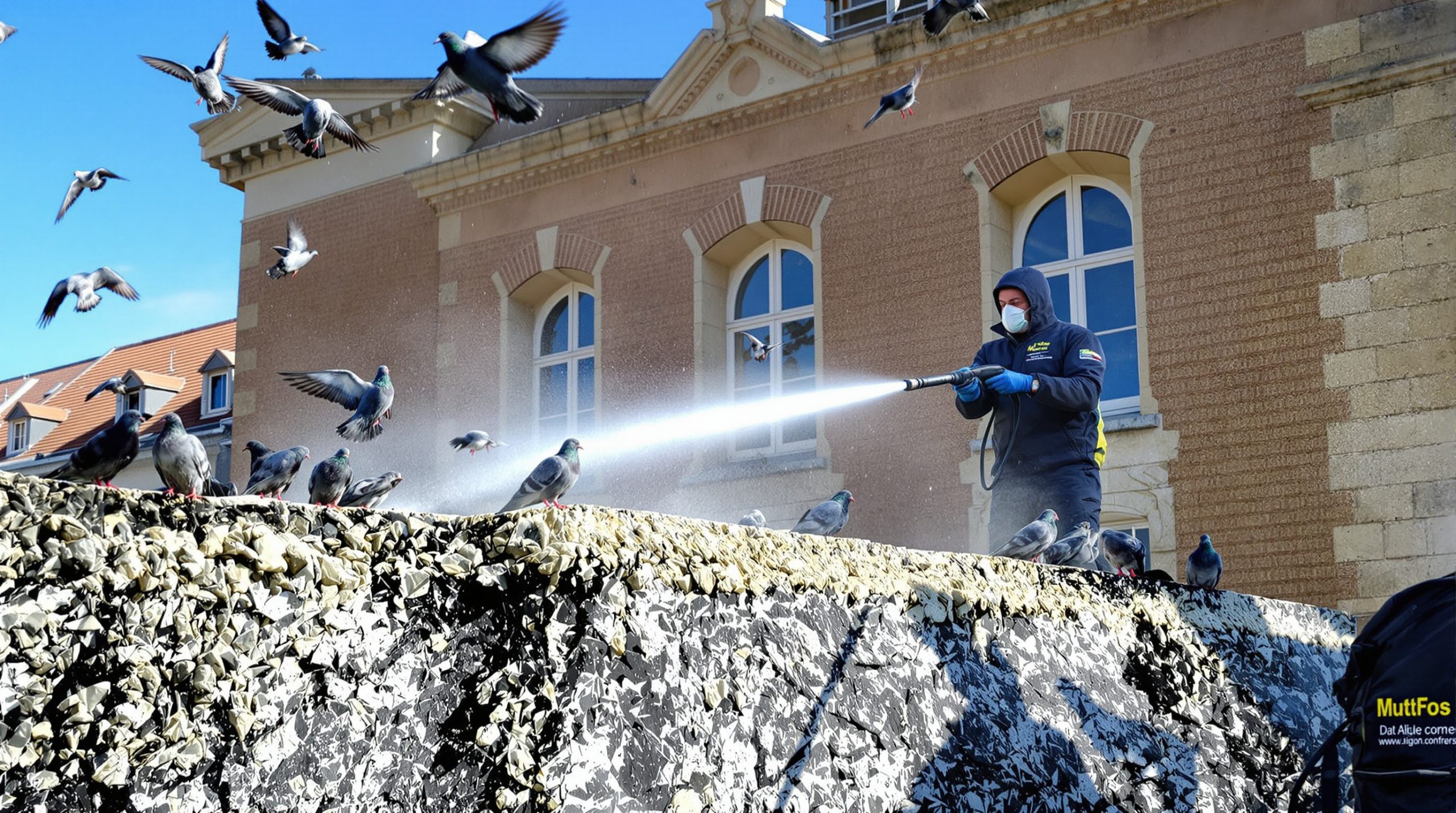 entreprise spécialisée en nettoyage haute pression des fientes de pigeons en isère (38), pour un environnement propre et sain.