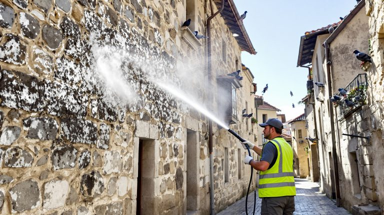 entreprise spécialisée dans le nettoyage haute pression pour éliminer les fientes de pigeons dans le jura (39). services professionnels pour un environnement propre et sain.