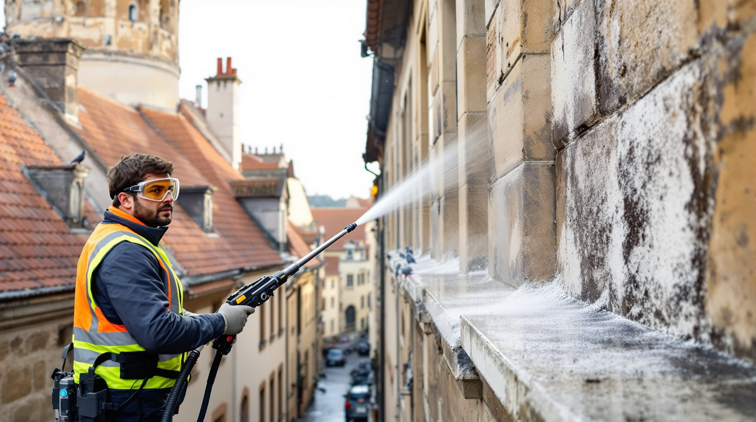 entreprise spécialisée en nettoyage haute pression pour éliminer efficacement les fientes de pigeons dans la région de loire-et-cher (41). service professionnel et rapide pour protéger vos bâtiments.