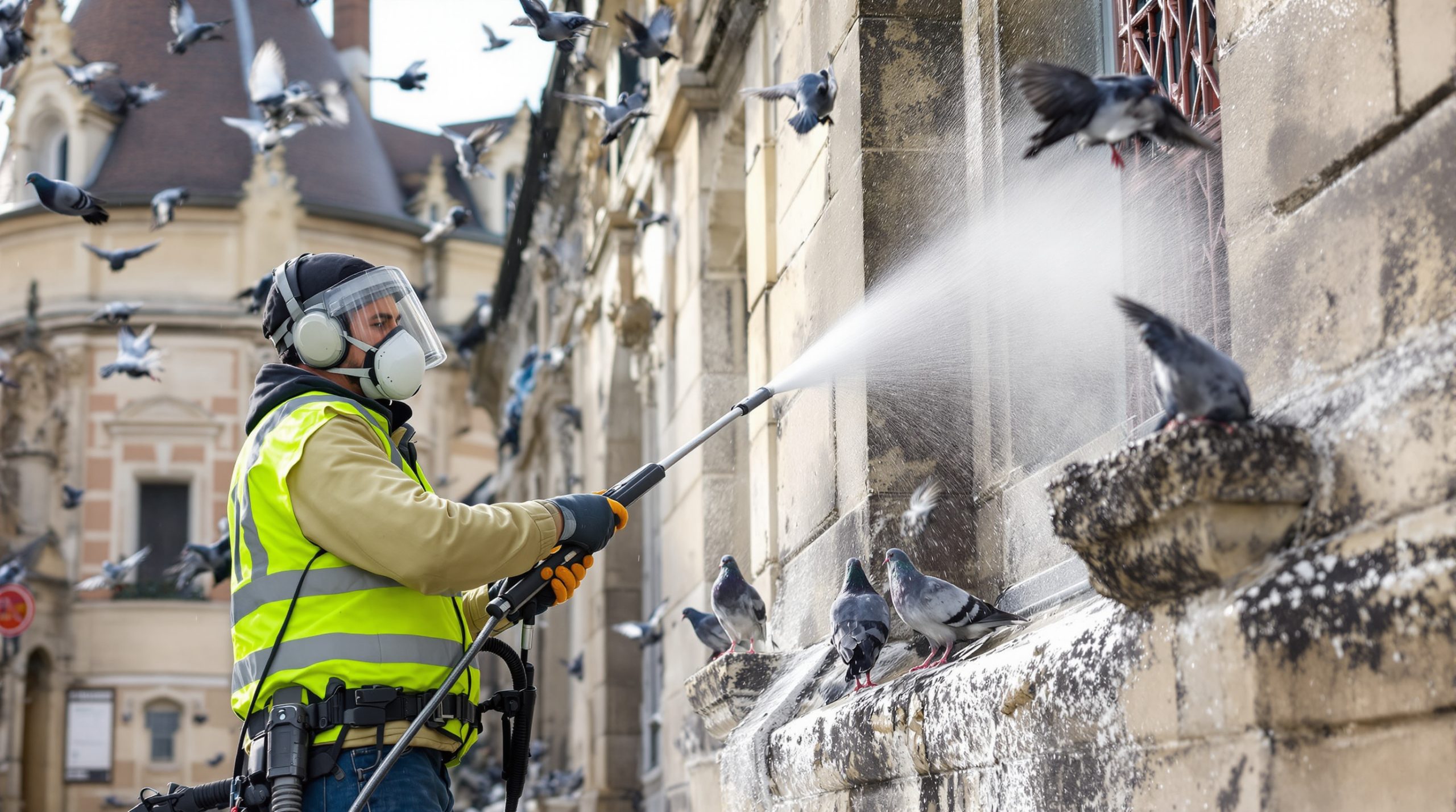 entreprise spécialisée dans le nettoyage haute pression pour éliminer efficacement les fientes de pigeons dans le loiret (45). service professionnel et rapide pour un environnement propre et sain.