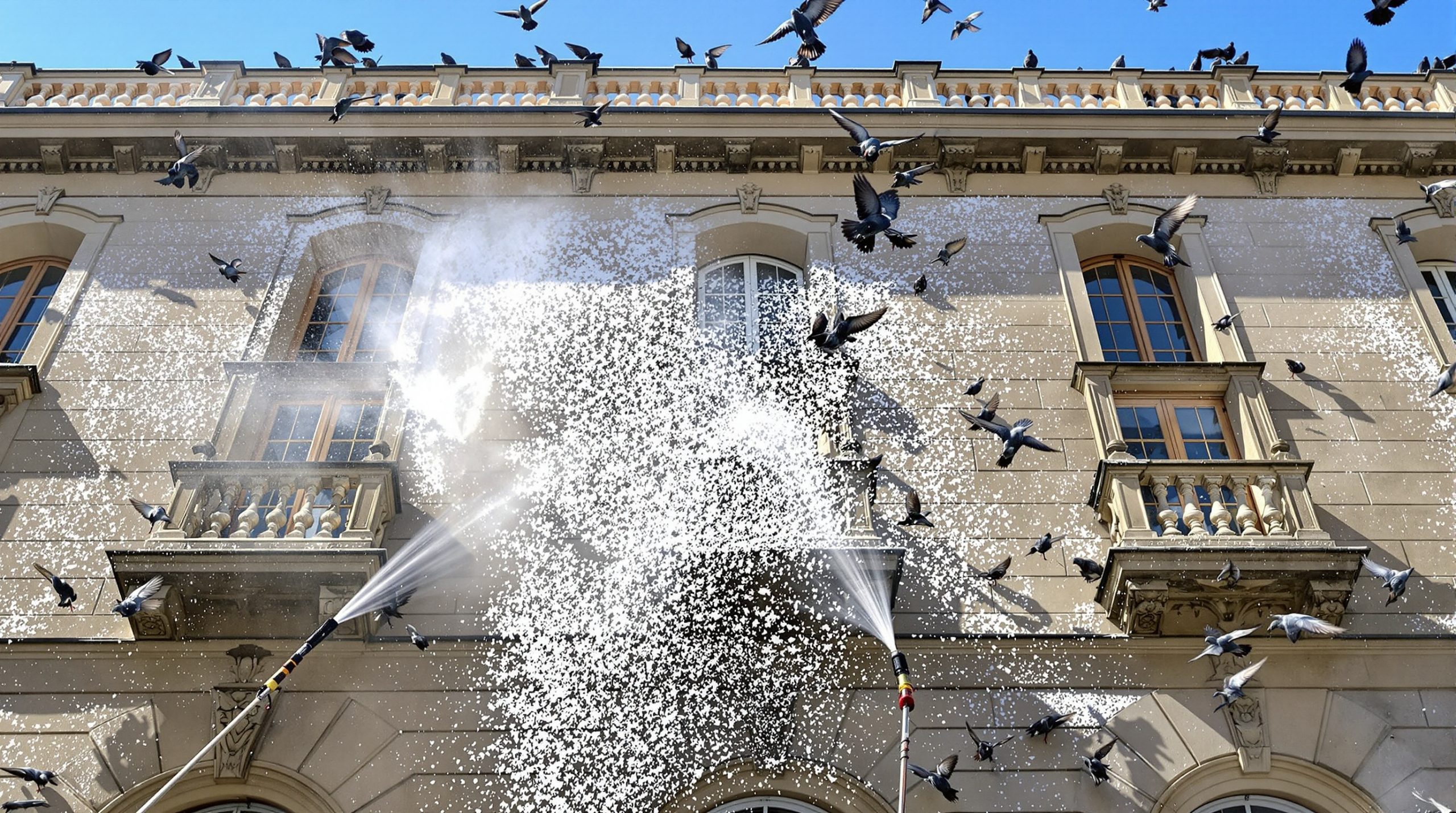 entreprise spécialisée en nettoyage haute pression pour éliminer les fientes de pigeons dans le maine et loire (49). services professionnels et efficaces pour préserver vos bâtiments.