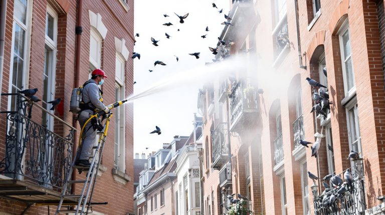 entreprise spécialisée en nettoyage haute pression des fientes de pigeons dans le pas de calais (62). intervention rapide et efficace pour un environnement propre et sain.