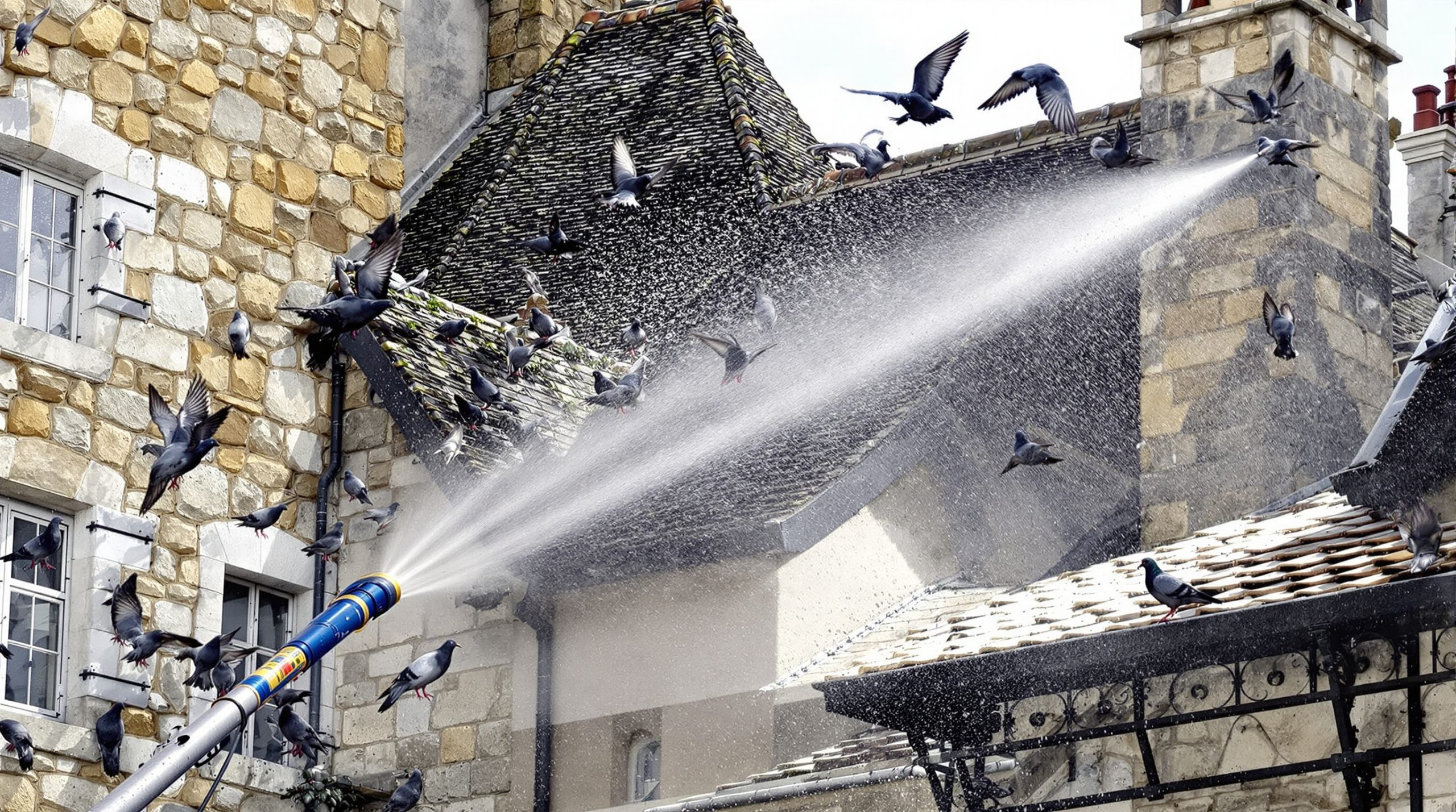 entreprise spécialisée en nettoyage haute pression pour éliminer les fientes de pigeons dans le puy de dôme (63). service efficace et professionnel pour préserver la propreté de vos bâtiments.