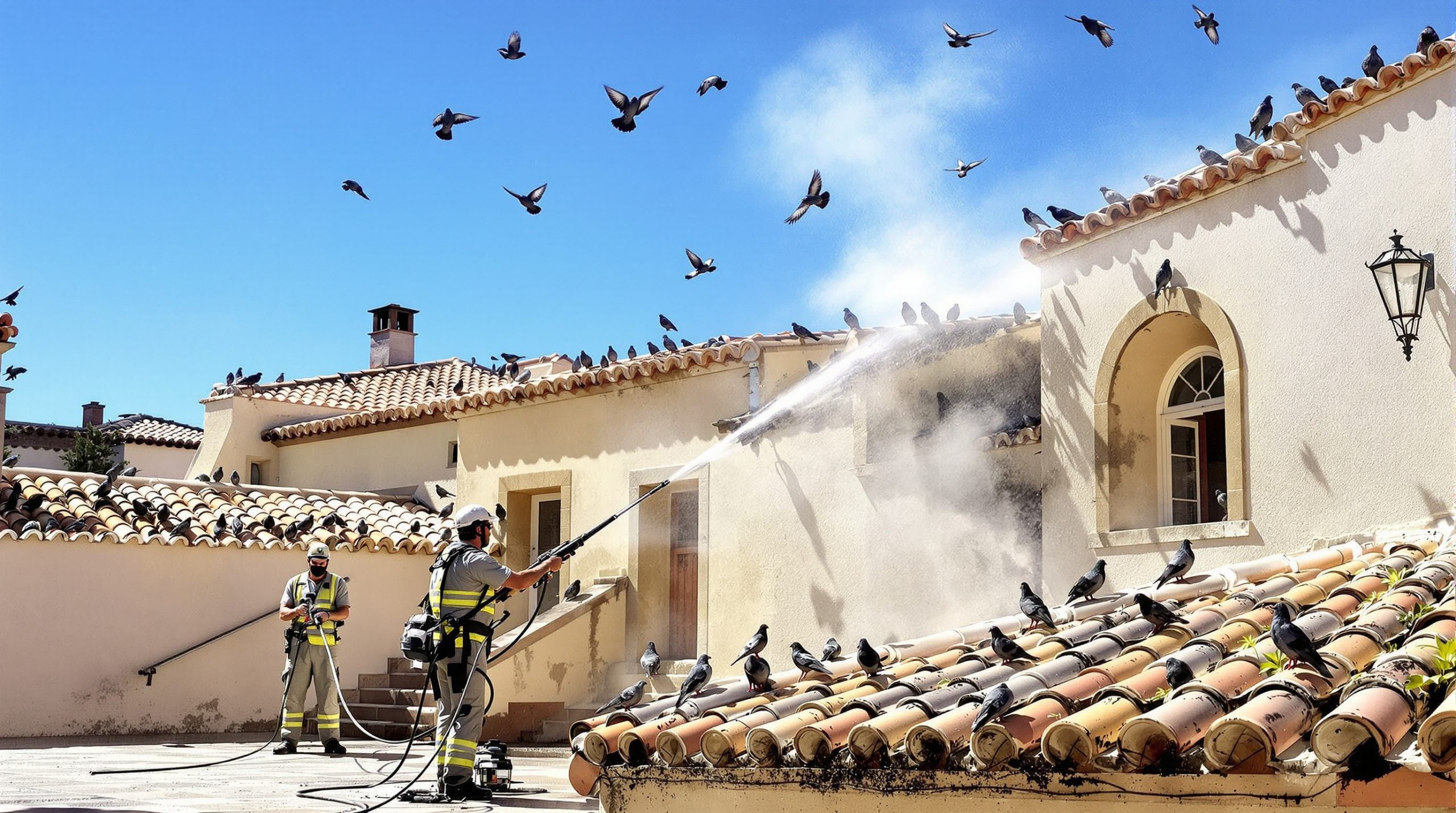 entreprise spécialisée en nettoyage haute pression pour éliminer efficacement les fientes de pigeons dans le var (83). services professionnels et respectueux de l'environnement.